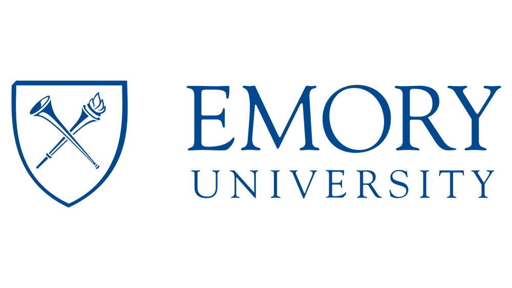 Emory University logo with shield and symbols.